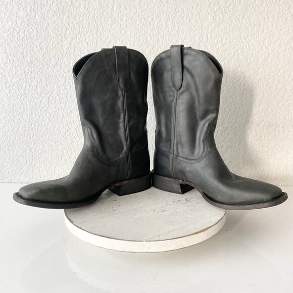 Lane Mens Black Cowboy Boots 9 D Genuine Leather Western Casual Square Toe - Picture 7 of 11